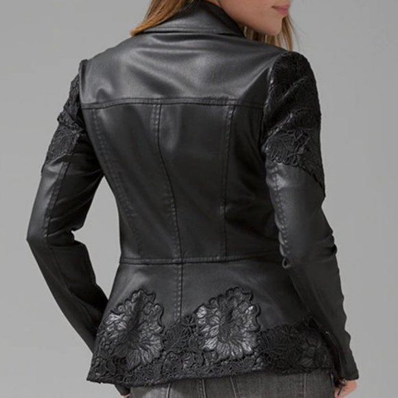 White House Black Market Jackets & Coats Whbm Nwt Coated Denim Lace